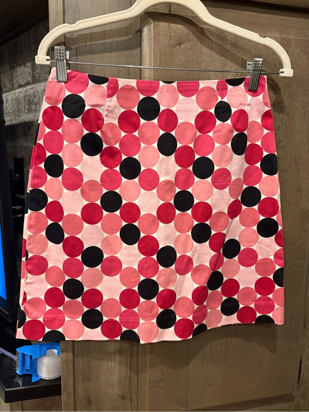 Geoffrey Beene Pink and Black Polka Dot Mini Skirt